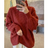 ワインレッド | ニットトップス 長袖 ケーブル編み 秋冬 | Miniministore