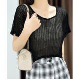 ブラック | メッシュトップス ショート丈 クルーネック | SUNSHINE CLOSET