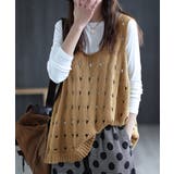 キャメル | ニットベスト 穴あき レディース 春秋夏 | Miniministore