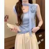 ブルー | サマーニット フレンチスリーブ ニットトップス | SUNSHINE CLOSET