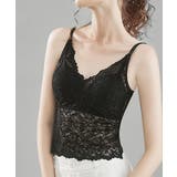 ブラック | 総レースキャミソール カップ付き 花柄 | Miniministore