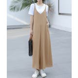 ダークベージュ | サロペットパンツ オールインワン 無地 | ANGELCLOSET