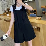 売れ筋がひ贈り物！ サロペット ショート丈 オールインワン[品番：II000008614 ボトムス