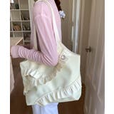 クリーム | トートバッグ 大容量 肩掛けバッグ 合皮 | Miniministore