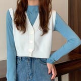 ニットベスト 前開き Vネックトップス | Miniministore | 詳細画像4