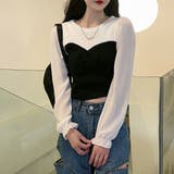 ニットトップス シフォン パフスリーブ | Miniministore | 詳細画像5 