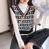 ニットベスト Vネック トップス 黒 | Miniministore | 詳細画像2