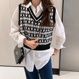 ニットベスト Vネック トップス 黒 | Miniministore | 詳細画像4