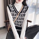 ニットベスト Vネック トップス 黒 | Miniministore | 詳細画像6