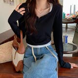 ショート丈トップス キーネック Tシャツ | Miniministore | 詳細画像6