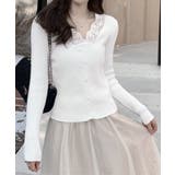 ニットトップス Vネック レース切替え | Miniministore | 詳細画像4