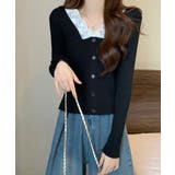 ニットトップス Vネック レース切替え | Miniministore | 詳細画像5
