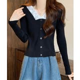 ニットトップス Vネック レース切替え | Miniministore | 詳細画像7