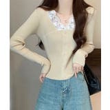 ニットトップス Vネック レース切替え | Miniministore | 詳細画像9