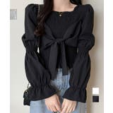 ブラウス 白黒 シャーリング ショート丈 | Miniministore | 詳細画像1 