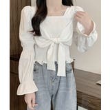 ブラウス 白黒 シャーリング ショート丈 | Miniministore | 詳細画像4 