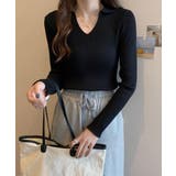リブニットトップス Vネック 春秋冬 | Miniministore | 詳細画像3