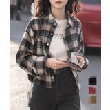 チェックシャツ ショート丈 長袖トップス | Miniministore | 詳細画像1