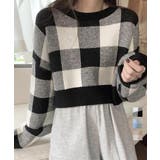 チェック柄ニット ショート丈 長袖ニット | Miniministore | 詳細画像1 