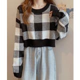 チェック柄ニット ショート丈 長袖ニット | Miniministore | 詳細画像2 