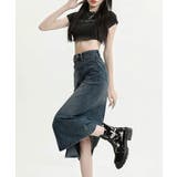 デニムスカート ロング フロントスリット | Miniministore | 詳細画像9