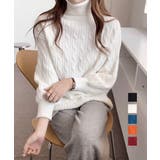 ニットトップス 長袖 ケーブル編み 秋冬 | Miniministore | 詳細画像1 