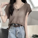 メッシュ編みニット Vネックサマーニット | Miniministore | 詳細画像10