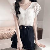 メッシュ編みニット Vネックサマーニット | Miniministore | 詳細画像4