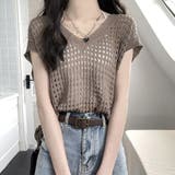メッシュ編みニット Vネックサマーニット | Miniministore | 詳細画像9