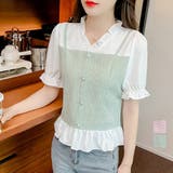 シャツブラウス 半袖 フリルVネック | Miniministore | 詳細画像1 