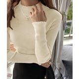 アイボリー | リブニットトップス きれいめ ハイネック | Miniministore