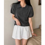 ダークグレー | ハーフジップポロシャツ 半袖サマーニット | Miniministore