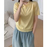 ライトイエロー | ハーフジップポロシャツ 半袖サマーニット | Miniministore