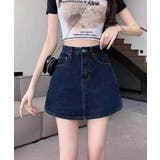 インディゴブルー | デニムスカパンハイウエストショートパンツ | Miniministore