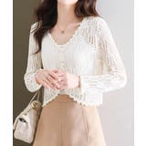 オフホワイト | 透かし編みカーディガンフェミニン夏羽織り | Miniministore
