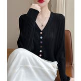 ブラック | 針抜きシアーカーディガン透かし編みニット | Miniministore