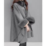 グレー | ファー付きケープコート レディース 韓国 | Miniministore