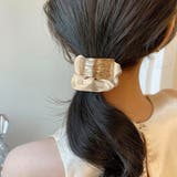 ベージュ | プレート付きシュシュ 大人っぽいヘアゴム | Miniministore