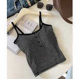 ブラック2（ボーダー） | カップ付きキャミソール ブラトップ重ね着 | Miniministore