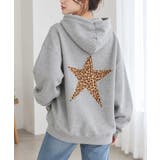 グレー | レオパード星柄長袖フーディースウェット ゆったりビッグシルエットトップス韓国風 … | SUNSHINE CLOSET