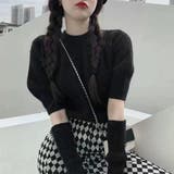 ブラック | アームウォーマー ニットトップス 韓国風 | Miniministore