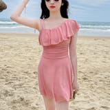 ピンク | ワンショルダーワンピース水着 体型カバー | SUNSHINE CLOSET