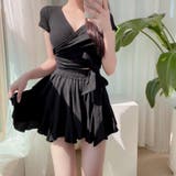 ブラック | セパレート水着 カシュクール風上下セット | Miniministore