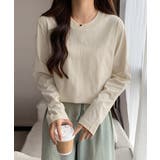 アイボリー | 長袖TシャツカットソークルーネックロンT | Miniministore
