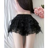 ブラック | 5段レース付きペチコート ティアード下着 | ANGELCLOSET