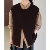 ダークブラウン | リブニットベスト 前後スリットニットジレ | Miniministore