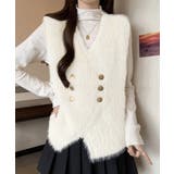 ホワイト | ふわふわファーベストVネックニットベスト | Miniministore
