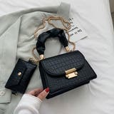 ブラック | クロコ型押しショルダーバッグ ポーチ付き | Miniministore