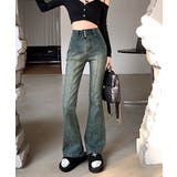 インディゴブルー | レトロ セミフレアデニムパンツレディース | Miniministore