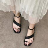 ブラック | サムリング トングサンダル レディース | Miniministore